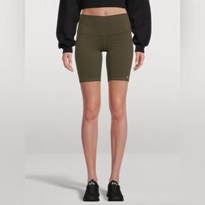 Alo Yoga Airbrush 5” Olive Green High Waist Biker Gym Workout Shorts S
